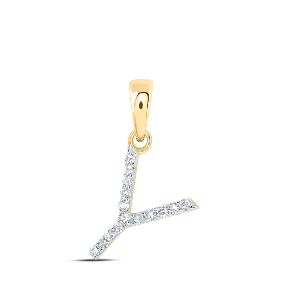 10K Yellow Or White Or Rose Gold Womens Round Diamond A Initial Letter Pendant