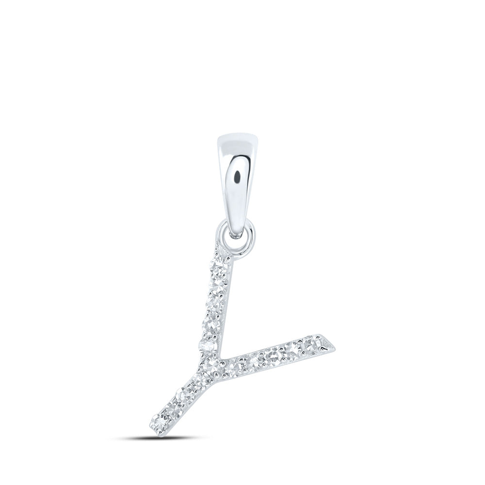 10K Yellow Or White Or Rose Gold Womens Round Diamond A Initial Letter Pendant