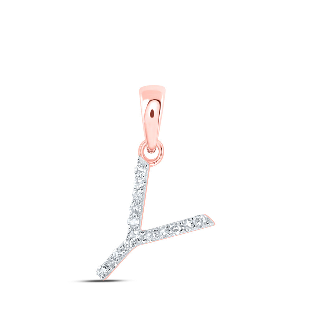 10K Yellow Or White Or Rose Gold Womens Round Diamond A Initial Letter Pendant