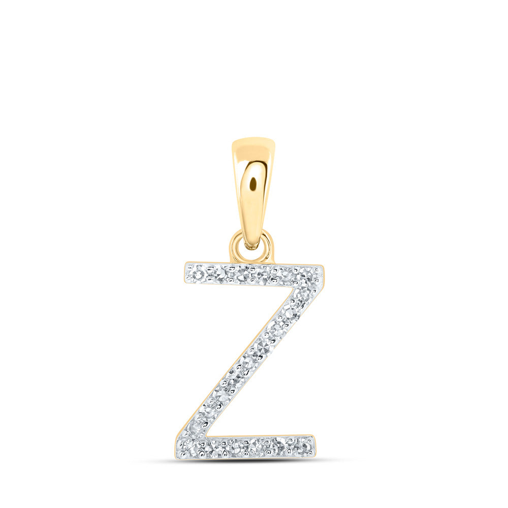 10K Yellow Or White Or Rose Gold Womens Round Diamond A Initial Letter Pendant