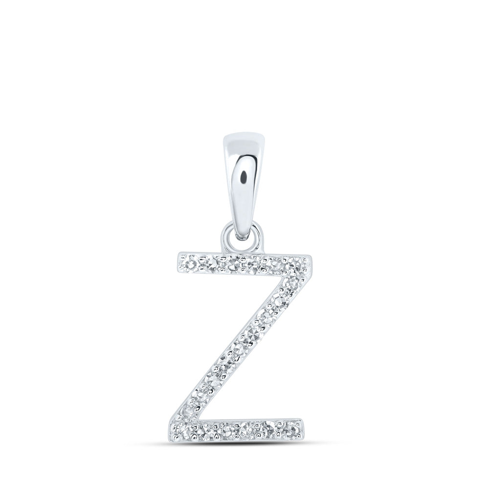10K Yellow Or White Or Rose Gold Womens Round Diamond A Initial Letter Pendant