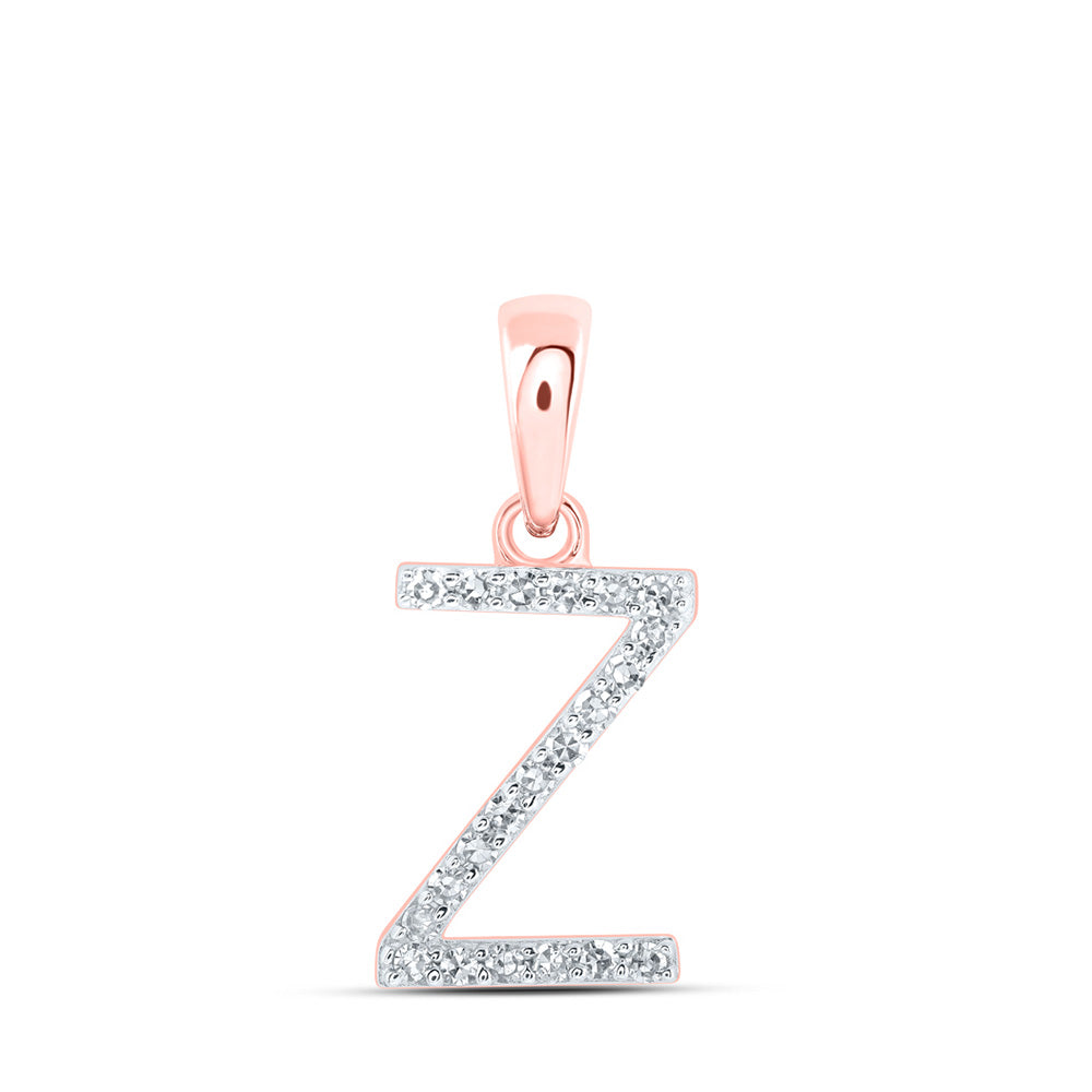 10K Yellow Or White Or Rose Gold Womens Round Diamond A Initial Letter Pendant