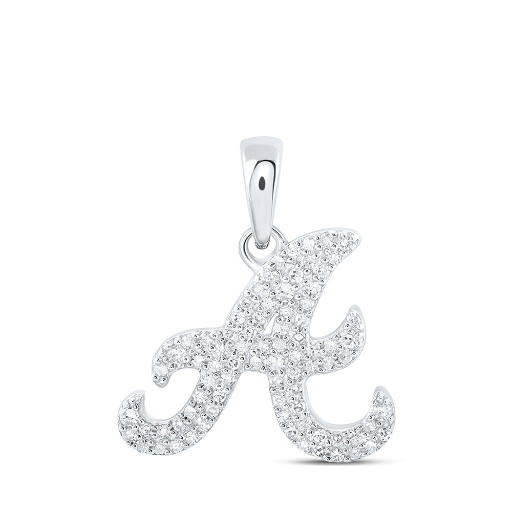 10K Yellow Or White Or Rose Gold Womens Round Diamond A Initial Letter Pendant