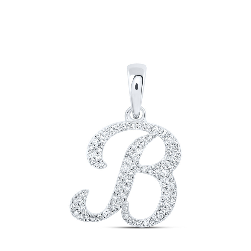 10K Yellow Or White Or Rose Gold Womens Round Diamond A Initial Letter Pendant