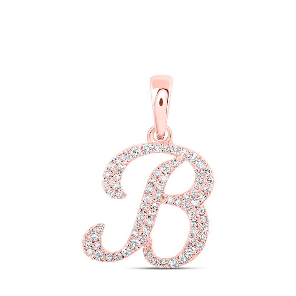 10K Yellow Or White Or Rose Gold Womens Round Diamond A Initial Letter Pendant