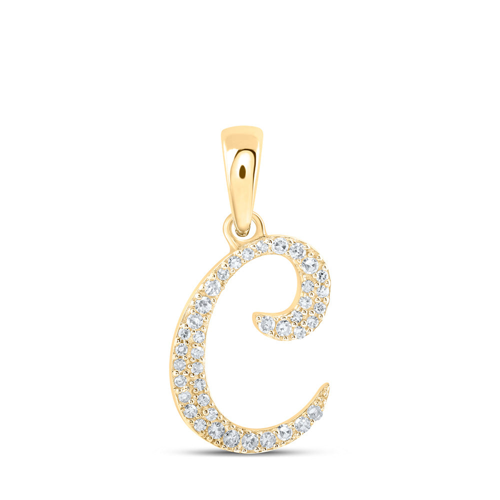 10K Yellow Or White Or Rose Gold Womens Round Diamond A Initial Letter Pendant
