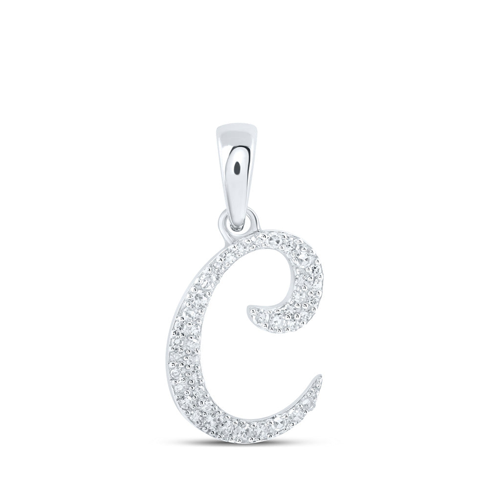 10K Yellow Or White Or Rose Gold Womens Round Diamond A Initial Letter Pendant