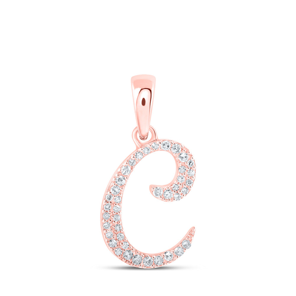 10K Yellow Or White Or Rose Gold Womens Round Diamond A Initial Letter Pendant