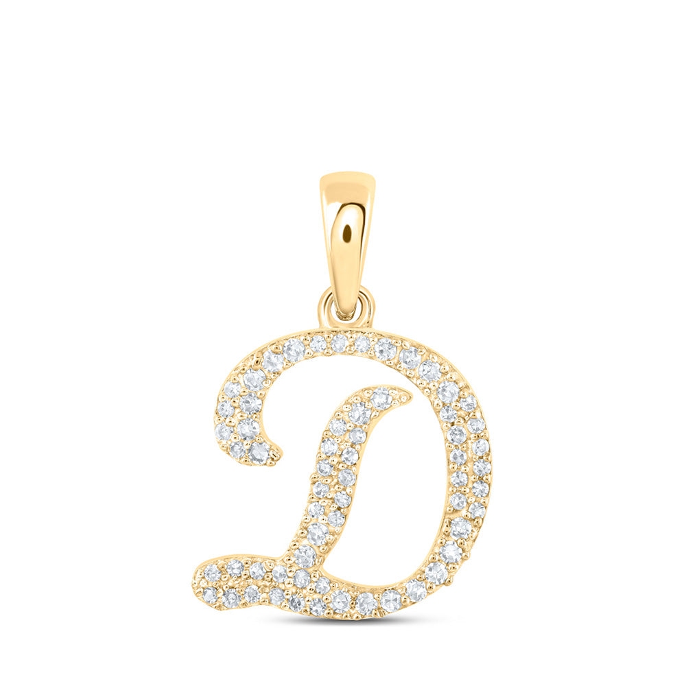 10K Yellow Or White Or Rose Gold Womens Round Diamond A Initial Letter Pendant