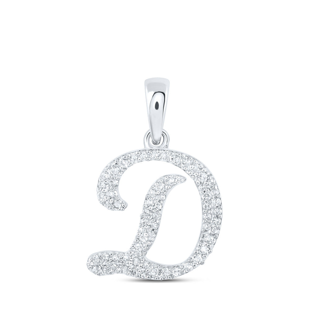 10K Yellow Or White Or Rose Gold Womens Round Diamond A Initial Letter Pendant
