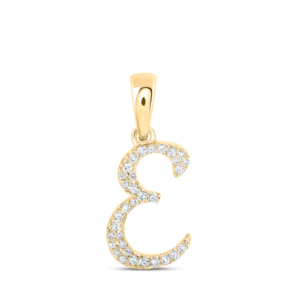 10K Yellow Or White Or Rose Gold Womens Round Diamond A Initial Letter Pendant