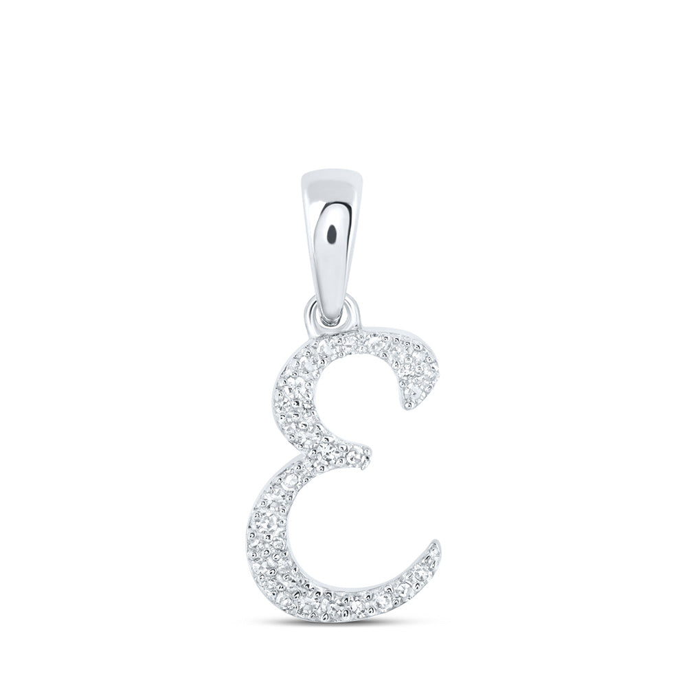 10K Yellow Or White Or Rose Gold Womens Round Diamond A Initial Letter Pendant