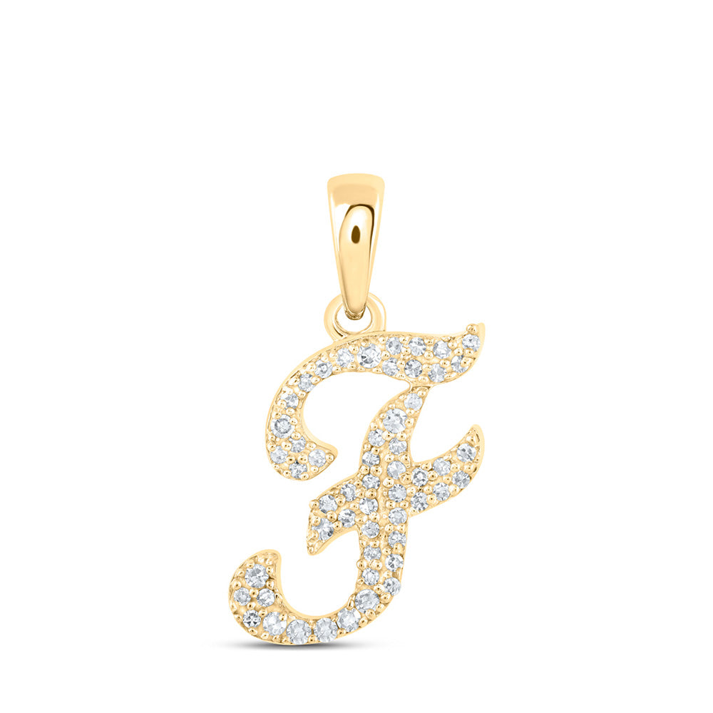 10K Yellow Or White Or Rose Gold Womens Round Diamond A Initial Letter Pendant
