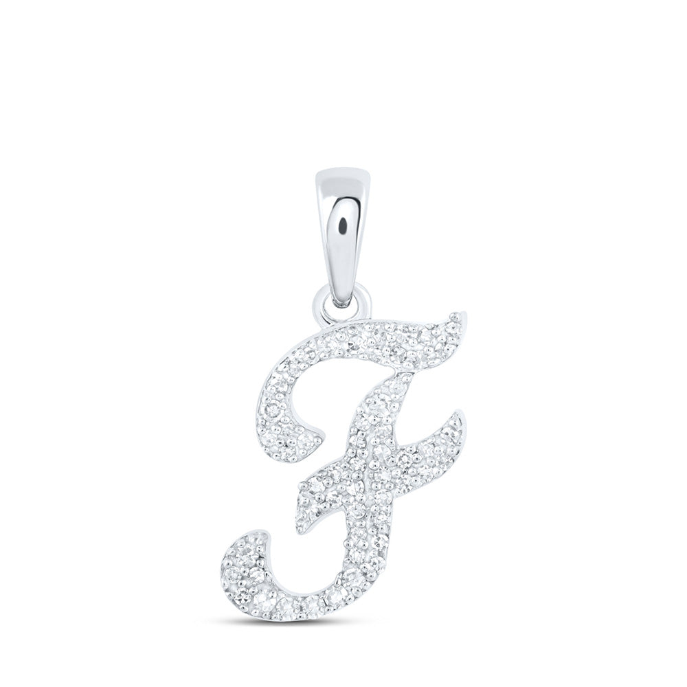 10K Yellow Or White Or Rose Gold Womens Round Diamond A Initial Letter Pendant