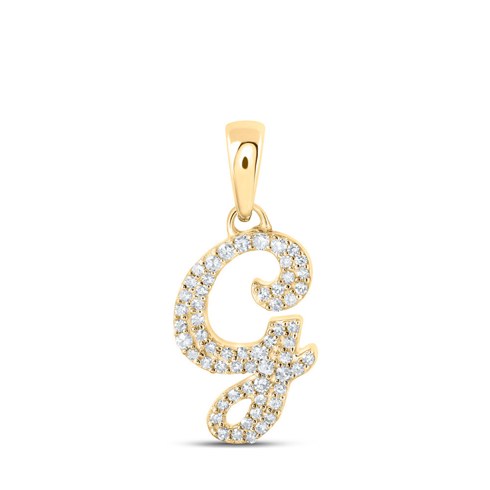 10K Yellow Or White Or Rose Gold Womens Round Diamond A Initial Letter Pendant