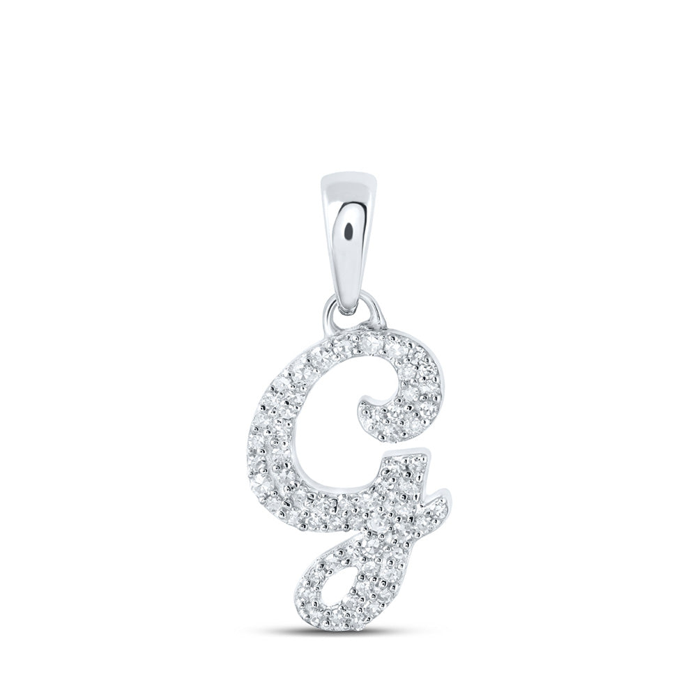10K Yellow Or White Or Rose Gold Womens Round Diamond A Initial Letter Pendant