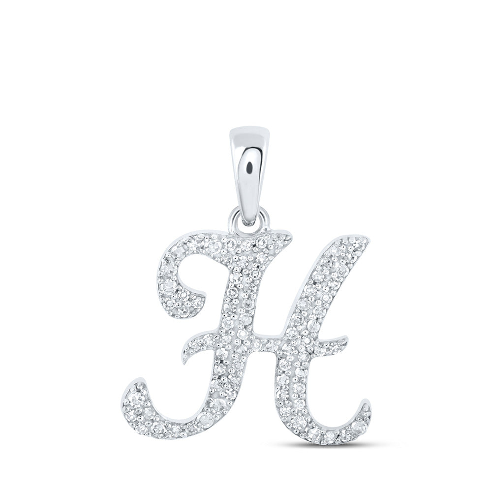 10K Yellow Or White Or Rose Gold Womens Round Diamond A Initial Letter Pendant