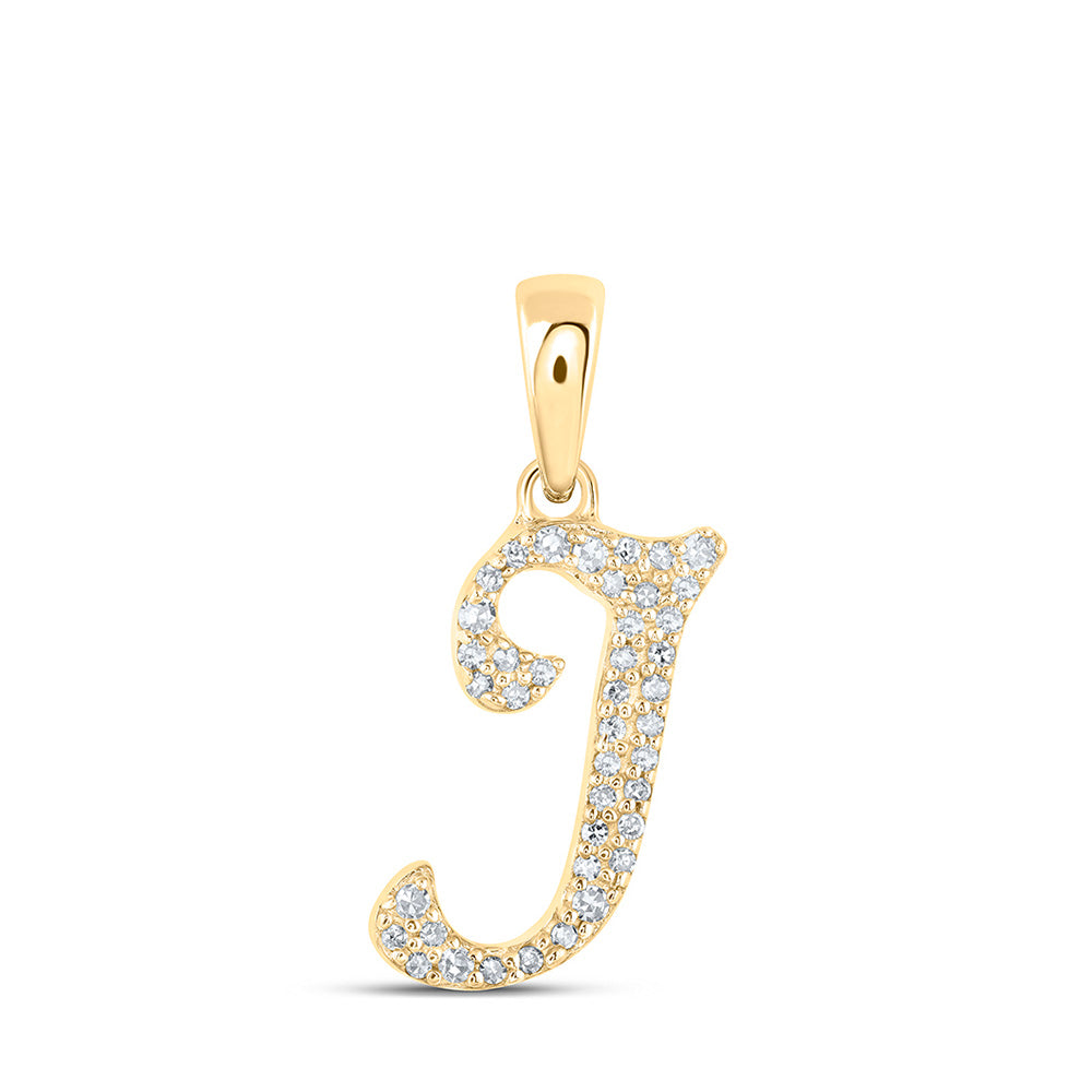 10K Yellow Or White Or Rose Gold Womens Round Diamond A Initial Letter Pendant