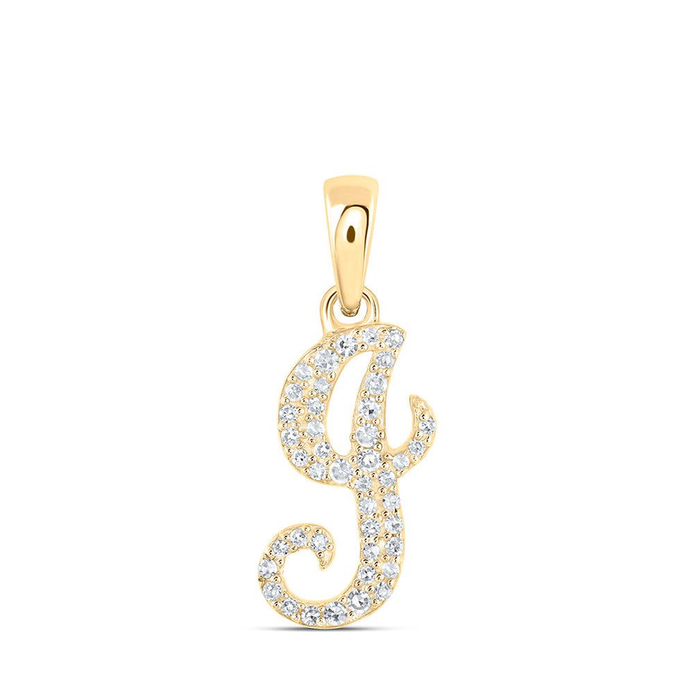 10K Yellow Or White Or Rose Gold Womens Round Diamond A Initial Letter Pendant