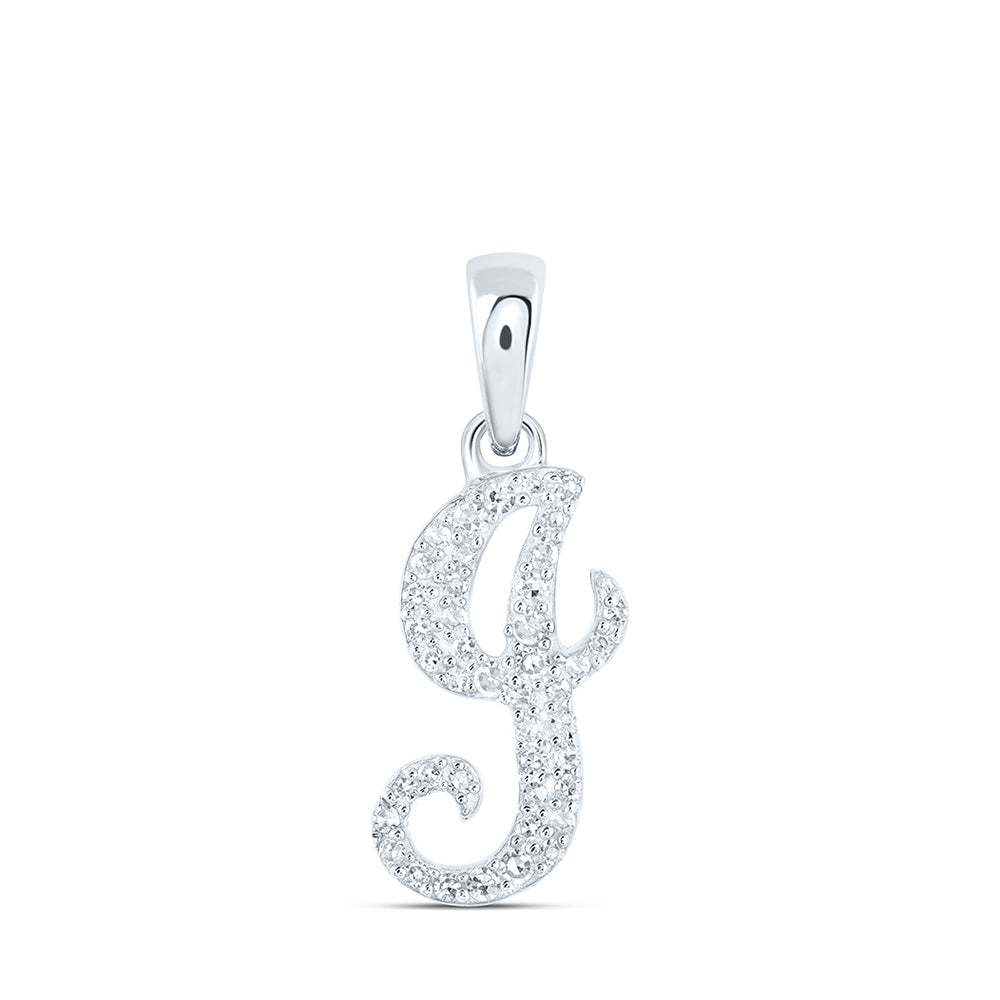 10K Yellow Or White Or Rose Gold Womens Round Diamond A Initial Letter Pendant