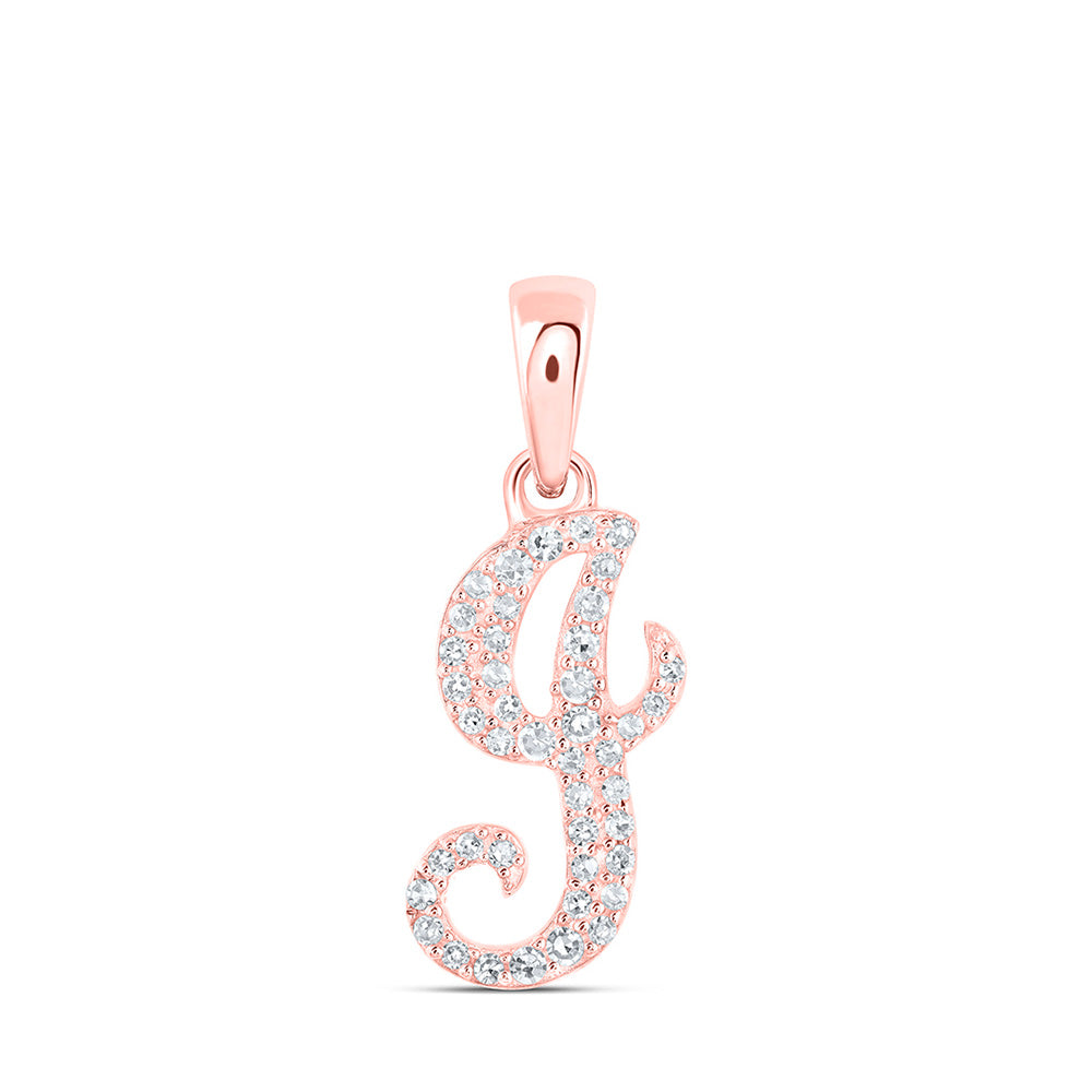 10K Yellow Or White Or Rose Gold Womens Round Diamond A Initial Letter Pendant