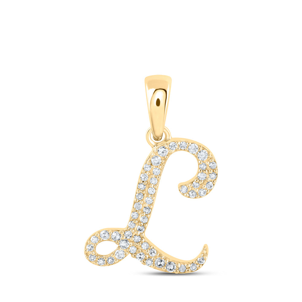 10K Yellow Or White Or Rose Gold Womens Round Diamond A Initial Letter Pendant
