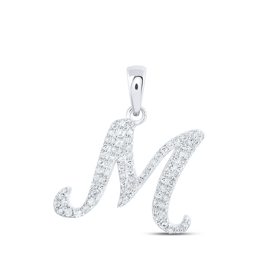 10K Yellow Or White Or Rose Gold Womens Round Diamond A Initial Letter Pendant