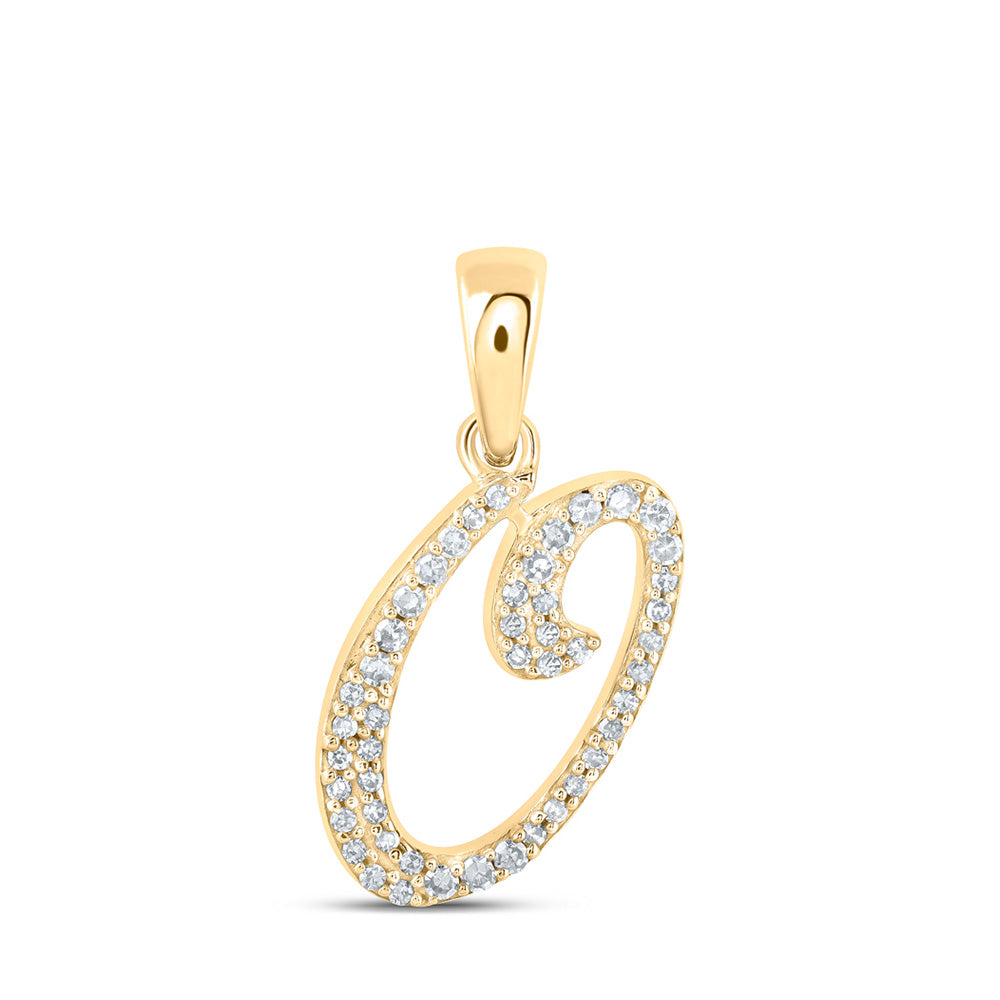 10K Yellow Or White Or Rose Gold Womens Round Diamond A Initial Letter Pendant