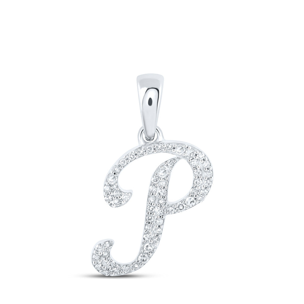 10K Yellow Or White Or Rose Gold Womens Round Diamond A Initial Letter Pendant