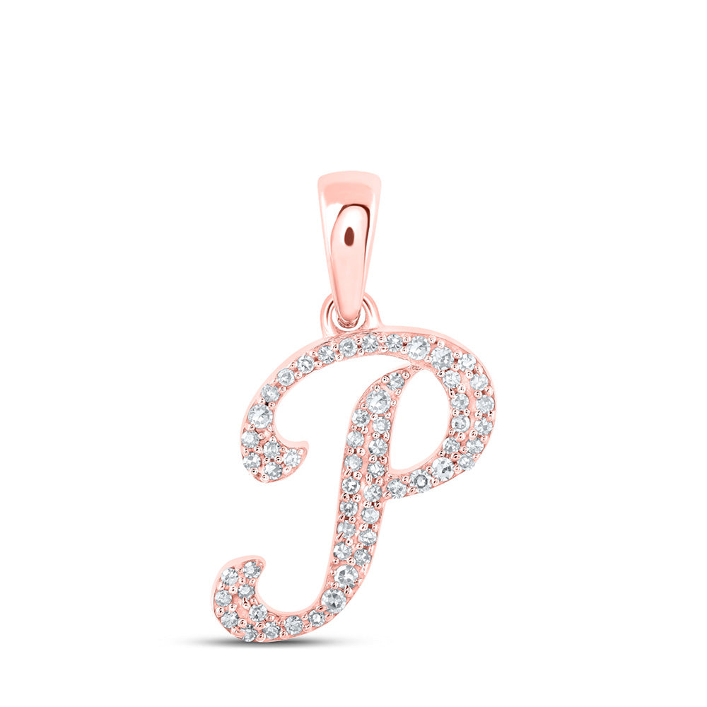 10K Yellow Or White Or Rose Gold Womens Round Diamond A Initial Letter Pendant