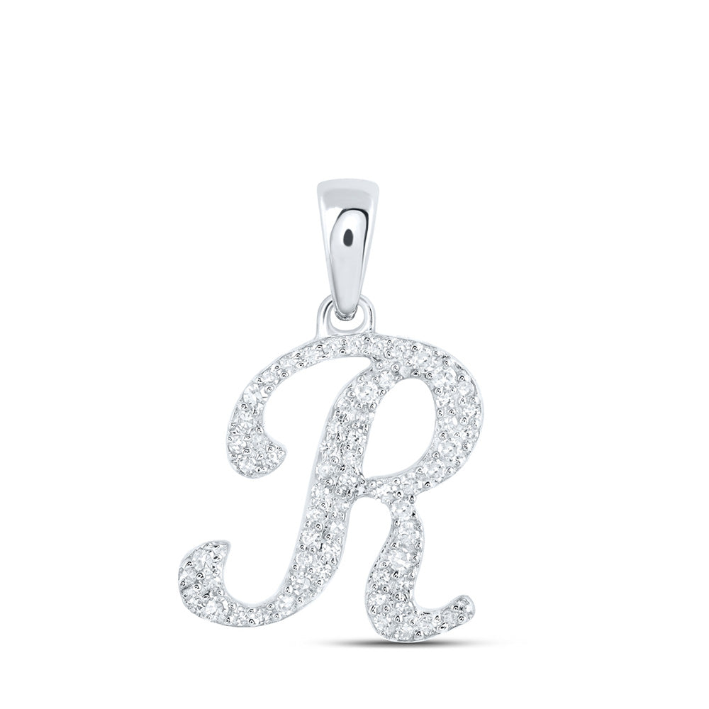 10K Yellow Or White Or Rose Gold Womens Round Diamond A Initial Letter Pendant