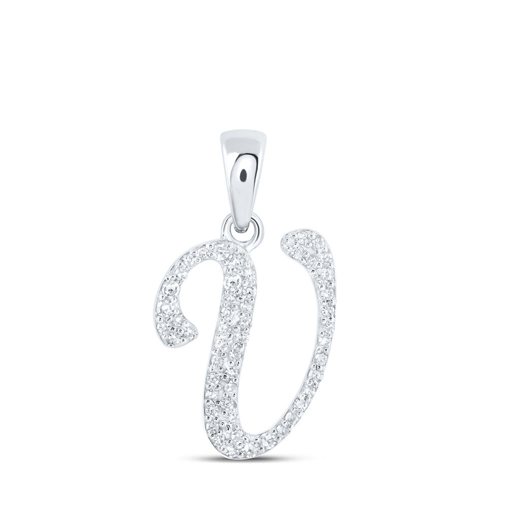 10K Yellow Or White Or Rose Gold Womens Round Diamond A Initial Letter Pendant