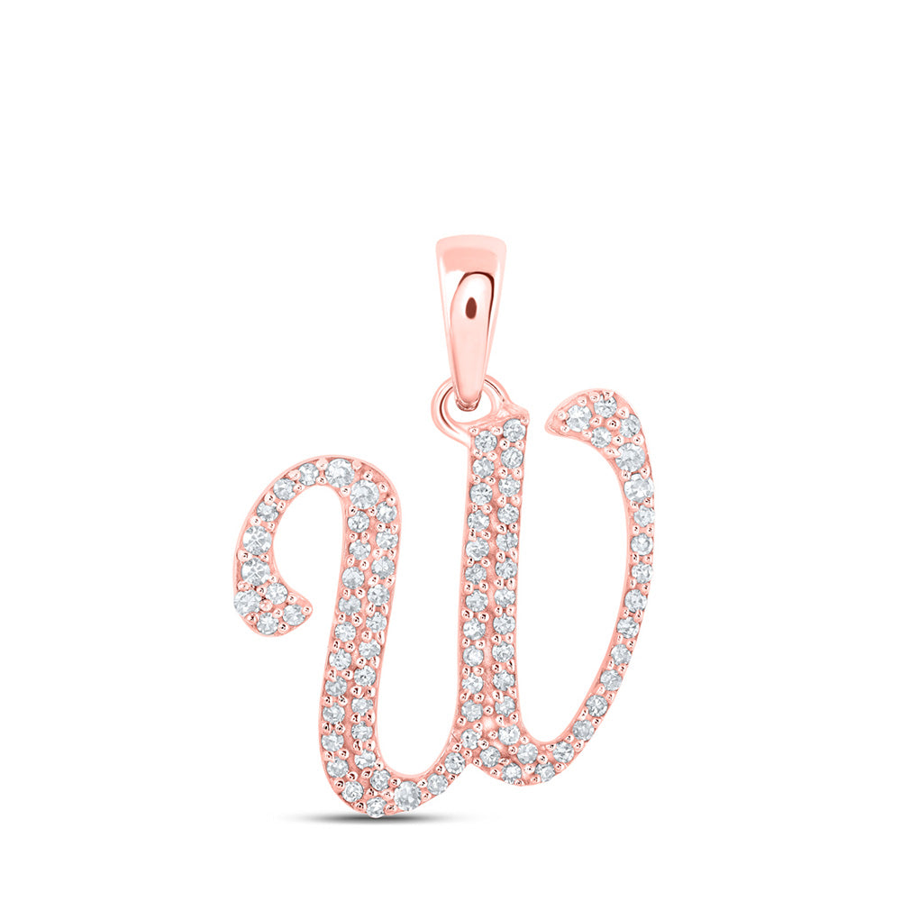 10K Yellow Or White Or Rose Gold Womens Round Diamond A Initial Letter Pendant