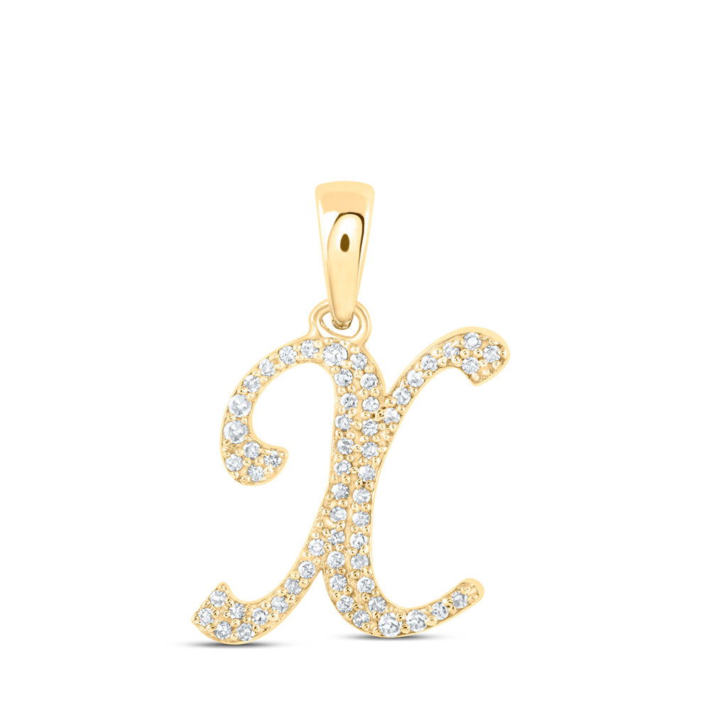 10K Yellow Or White Or Rose Gold Womens Round Diamond A Initial Letter Pendant