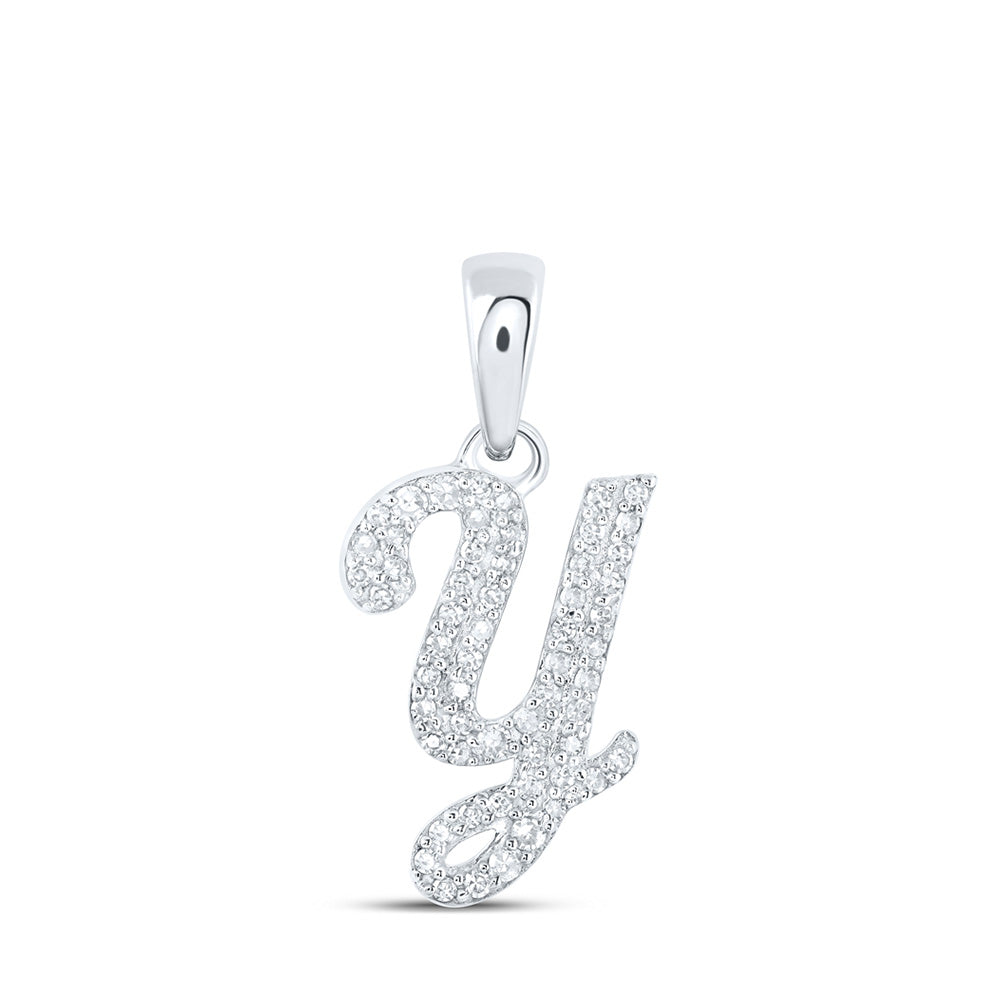 10K Yellow Or White Or Rose Gold Womens Round Diamond A Initial Letter Pendant