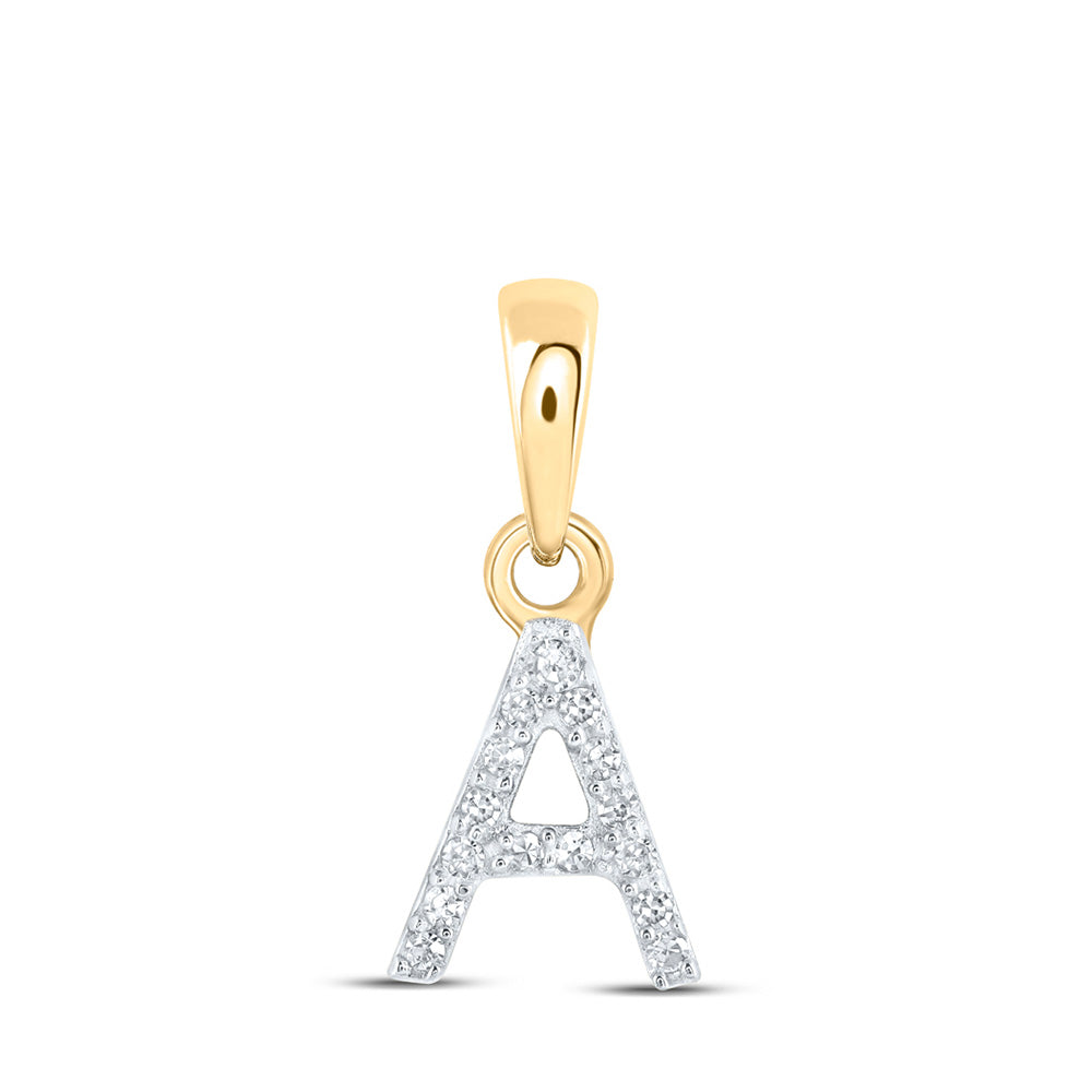 10K Yellow Or White Or Rose Gold Womens Round Diamond A Initial Letter Pendant