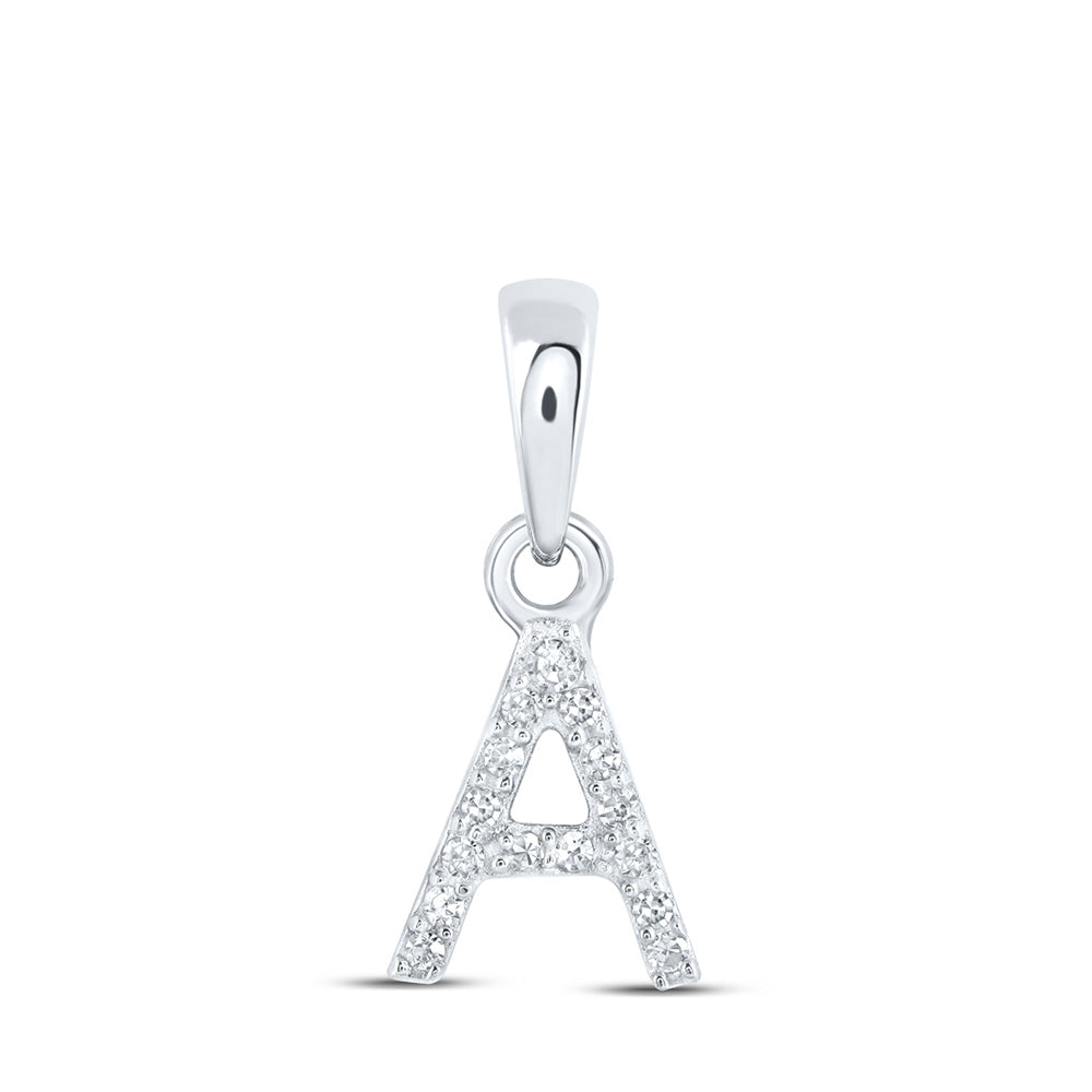 10K Yellow Or White Or Rose Gold Womens Round Diamond A Initial Letter Pendant