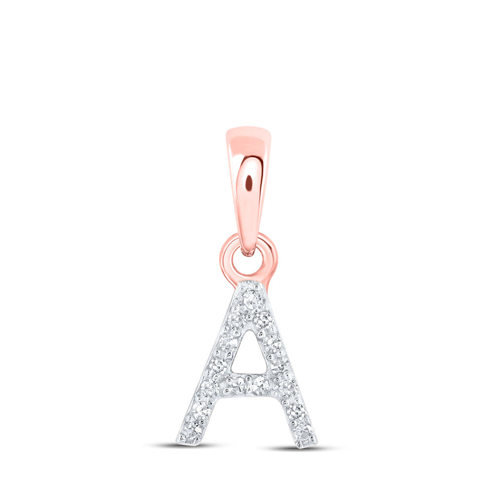 10K Yellow Or White Or Rose Gold Womens Round Diamond A Initial Letter Pendant