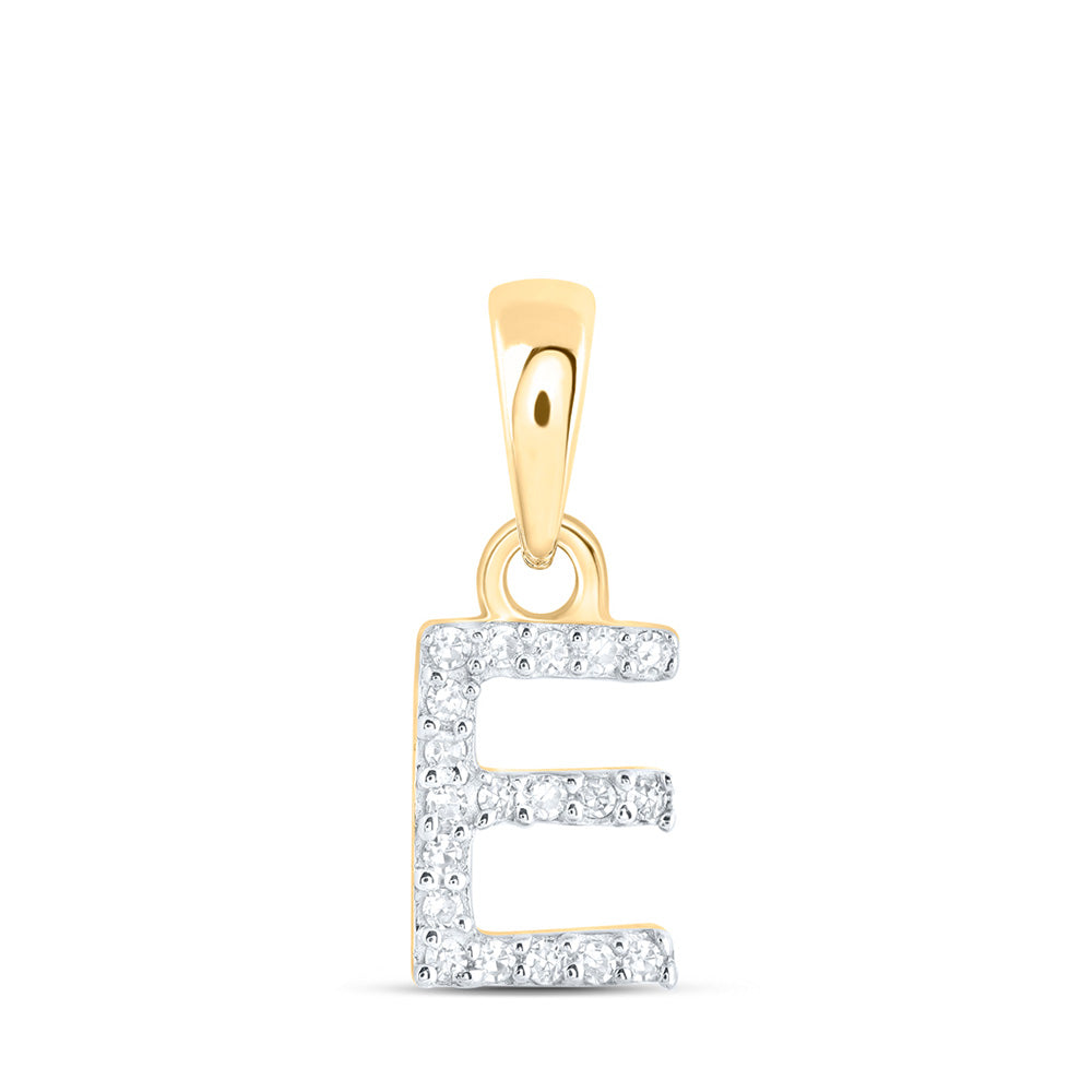 10K Yellow Gold Womens Round Diamond Initial Letter Pendant