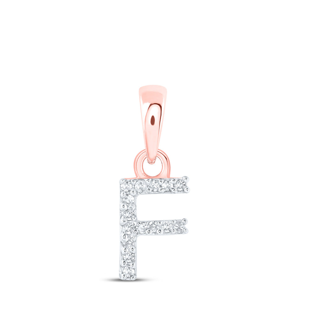 10K Yellow Or White Or Rose Gold Womens Round Diamond F Initial Letter Pendant