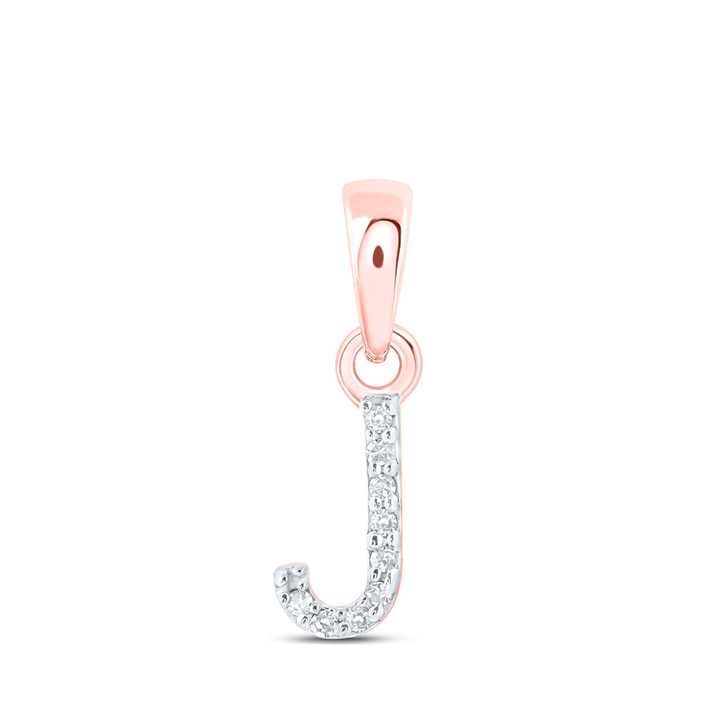10K Rose Gold Womens Round Diamond Initial Letter Pendant