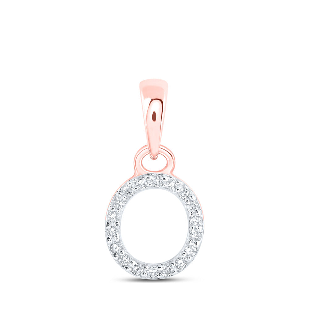 10K Rose Gold Womens Round Diamond Initial Letter Pendant