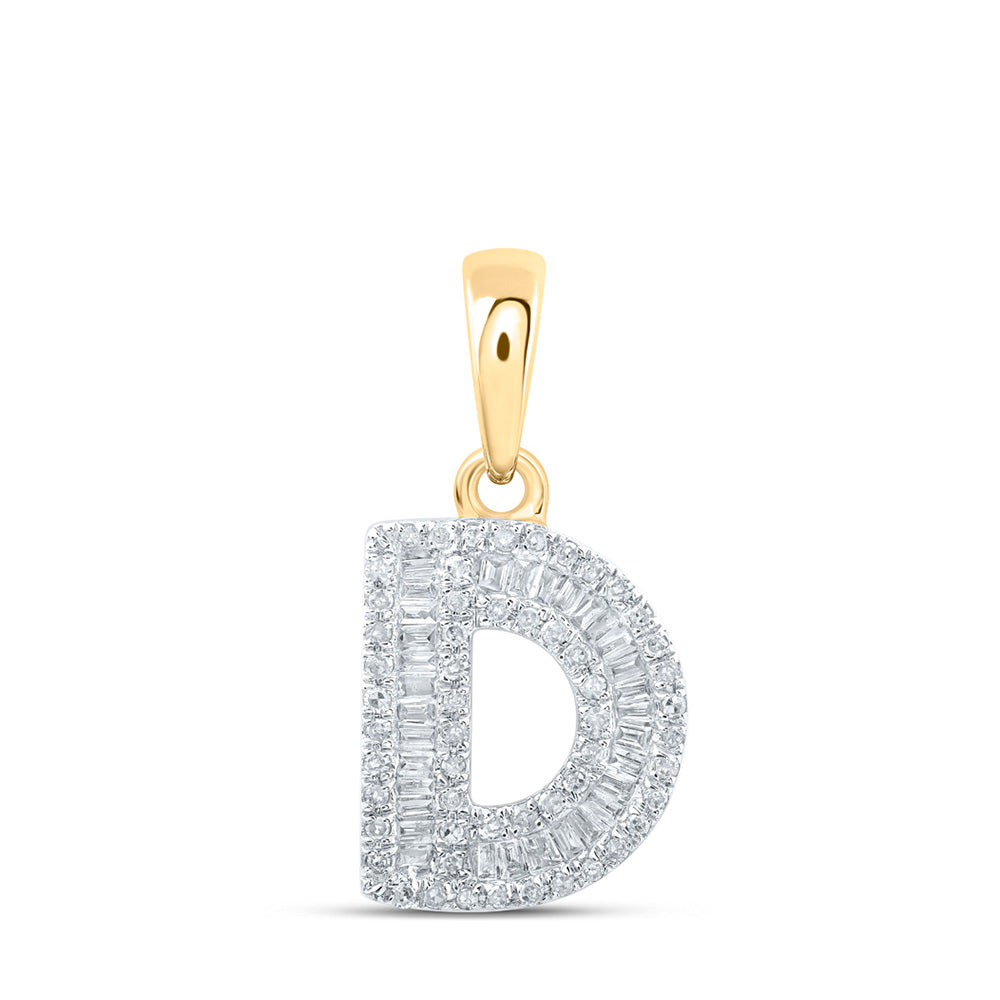 10K Yellow Gold Womens Baguette Diamond Initial Letter Pendant