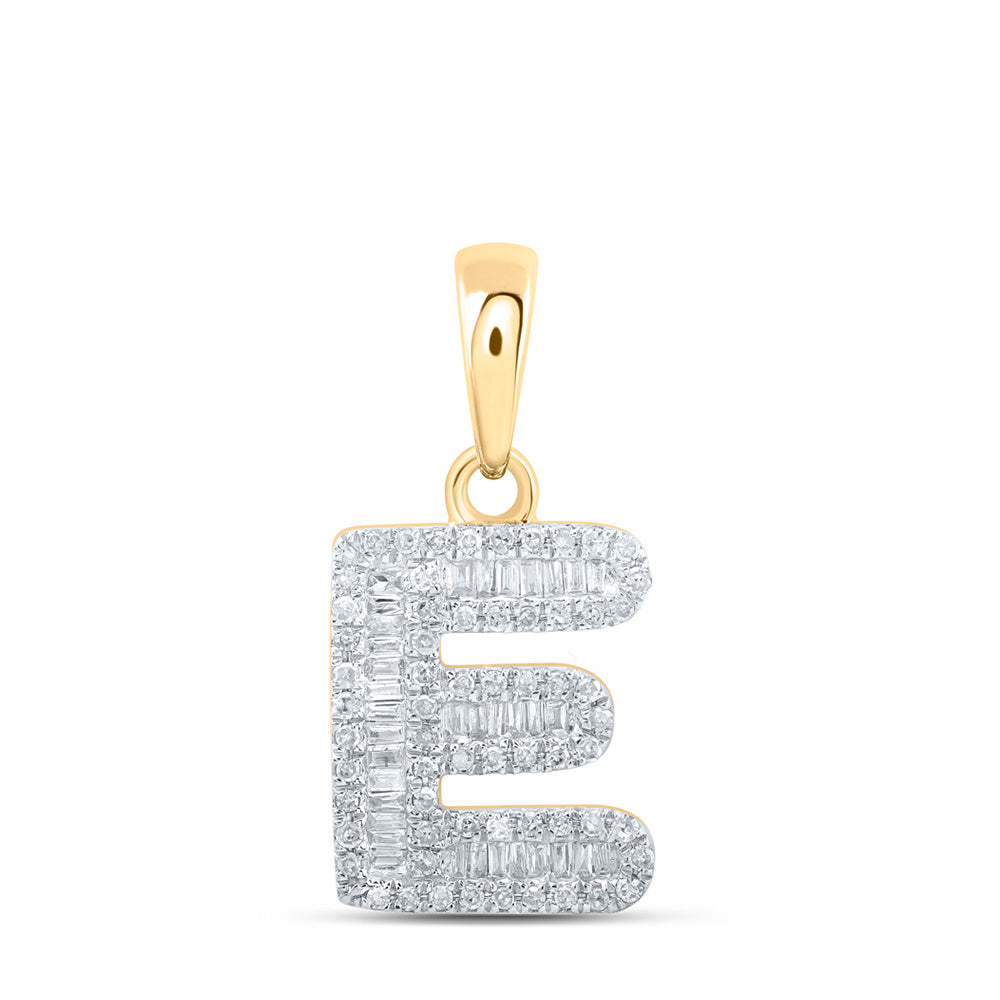 10K Yellow Gold Womens Baguette Diamond Initial Letter Pendant