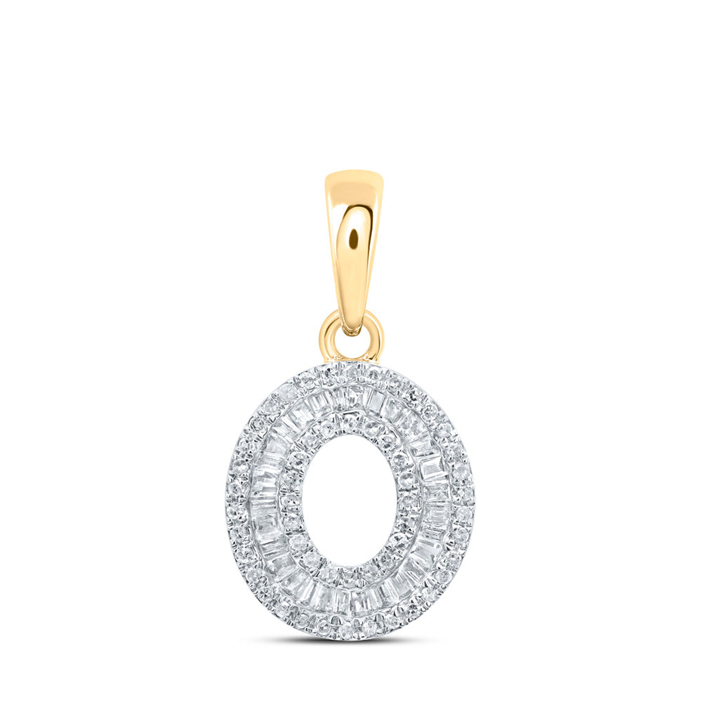 10K Yellow Gold Womens Baguette Diamond Initial Letter Pendant