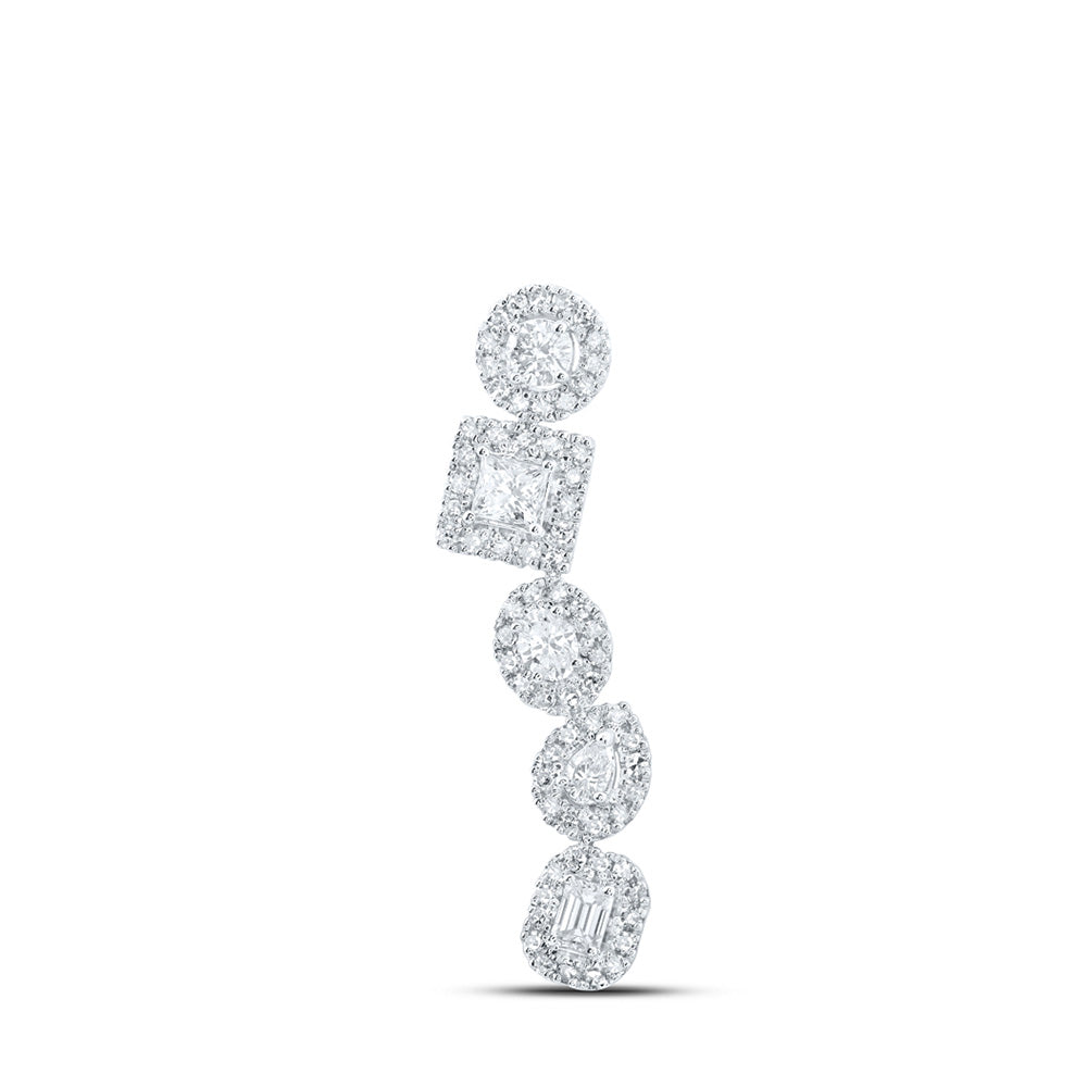 10K White Or Yellow Gold Womens Multi-shape Diamond Journey Pendant