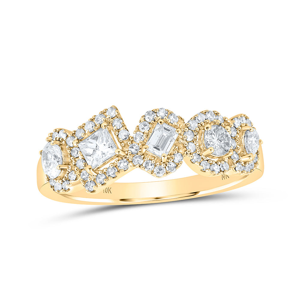 10K White Or Yellow Gold Womens Round Princess Pear Oval Diamond Band Ring , Womens Size: 5-10