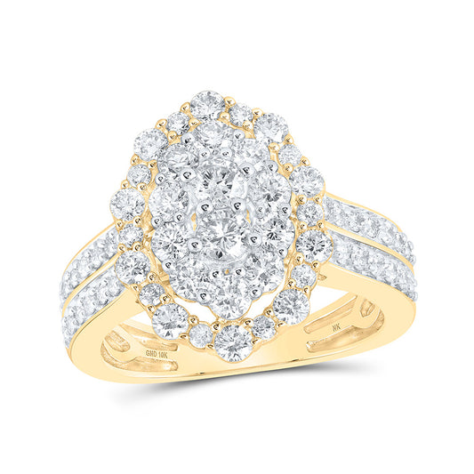 10K Yellow Gold Womens Round Diamond Oval Ring 1-5/8 Cttw, Womens Size: 5-10