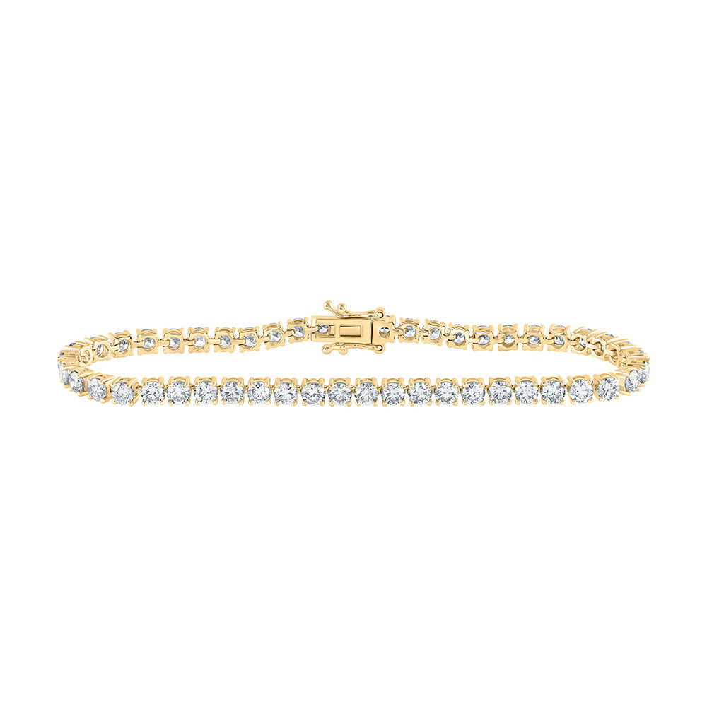 14K White Or Yellow Gold Womens Round Diamond Fashion Bracelet
