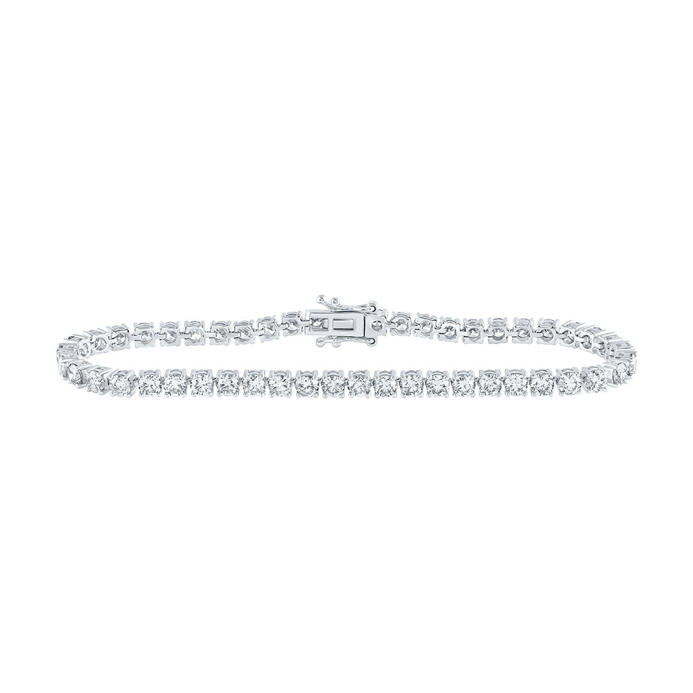 14K White Or Yellow Gold Womens Round Diamond Fashion Bracelet